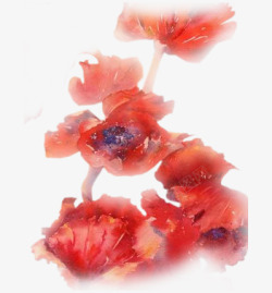手绘水彩复古红花素材