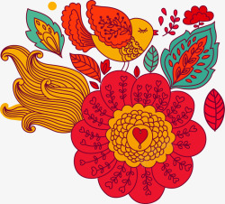 手绘复古花纹矢量图素材