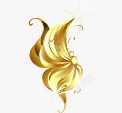 金黄色创意版的蝴蝶素材