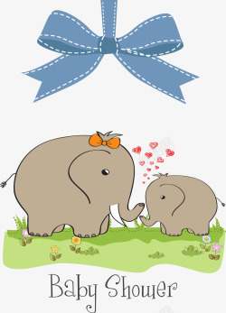 温馨可爱大象母子矢量图素材