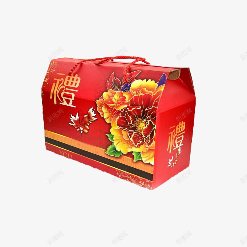 吉祥如意牡丹包装年货礼盒png免抠素材_88icon https://88icon.com 包装 礼品盒子 礼盒 红色盒子 纸盒
