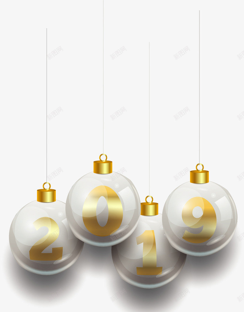 金色2019年圣诞球挂饰矢量图ai免抠素材_88icon https://88icon.com 2019 圣诞球 圣诞节 圣诞节快乐 新年快乐 矢量png 矢量图