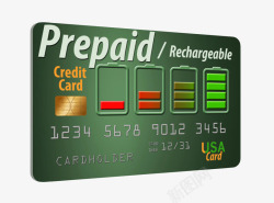 预支绿色电池预付费充值信用卡高清图片
