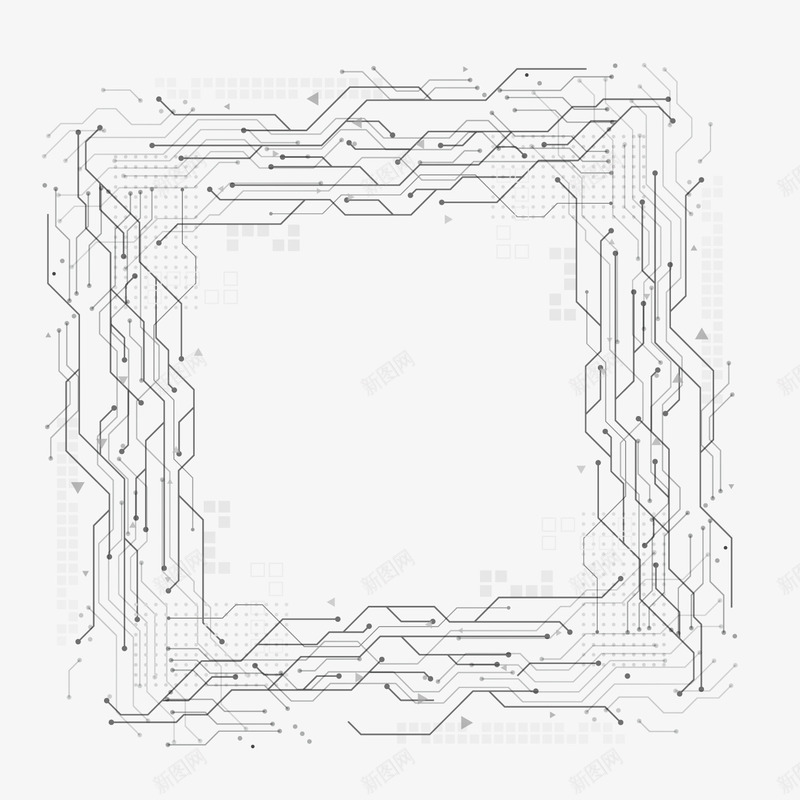 灰色科技线稿元素矢量图ai免抠素材_88icon https://88icon.com 创意 密集 方形 灰色 电路 科技 线稿 网状 矢量图