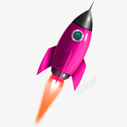 紫色火箭喷火装饰图案素材