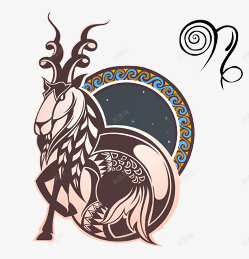 十二星座主题插画创意摩羯座png免抠素材_88icon https://88icon.com 主题 创意 动画 十二星座 十二星座图案 卡通 插画 摩羯座