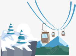 雪山缆车冬天度假村矢量图高清图片