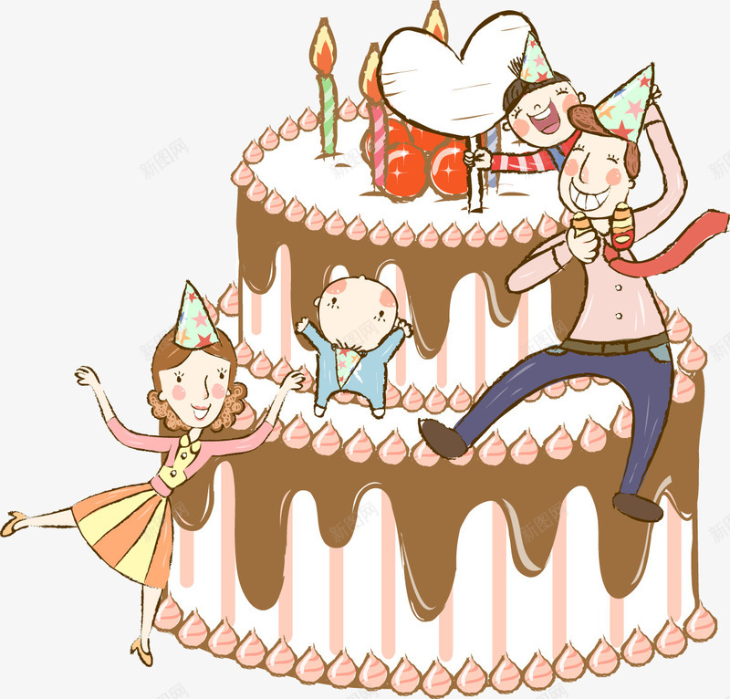 卡通png免抠素材_88icon https://88icon.com 人物 卡通 可爱 家庭 我的家人 手绘 生日 生日蛋糕 蛋糕