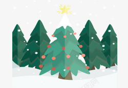 圣诞下雪天冬天下雪天圣诞树矢量图高清图片