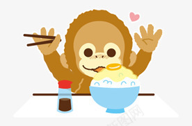 可爱卡通猴开心吃饭的图标图标