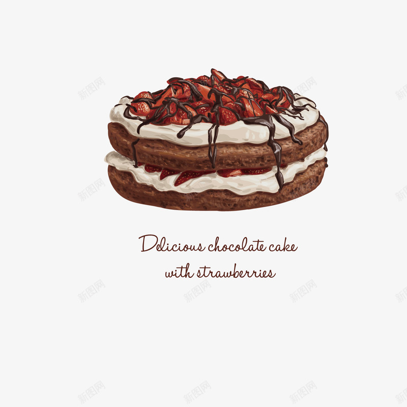 棕色巧克力蛋糕水彩矢量图ai免抠素材_88icon https://88icon.com 奶油 巧克力 棕色 水果 生日 精美 精致 蛋糕 矢量图
