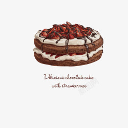 棕色巧克力蛋糕水彩矢量图素材