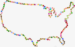 爱是彩虹PNG心型美国地图高清图片
