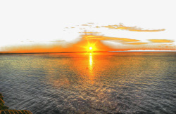 旭日东升手绘海面升起的太阳高清图片