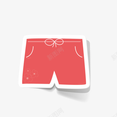 夏季手绘红色短裤图标图标