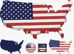 北美南美地图美国国旗元素图案高清图片