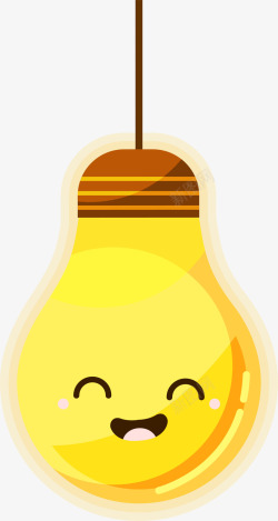 黄色闪耀微笑灯泡素材