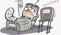 卡通插图病痛骨折住院治疗素材