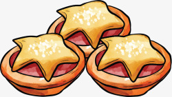 五角星装饰美味蛋挞矢量图素材