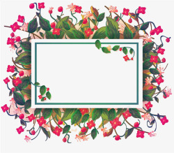 红花绿叶鲜艳图框素材