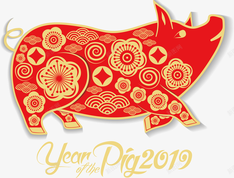 猪年剪纸猪年新年快乐png免抠素材_88icon https://88icon.com 2019 新年快乐 猪年 猪年剪纸 猪年矢量 红色