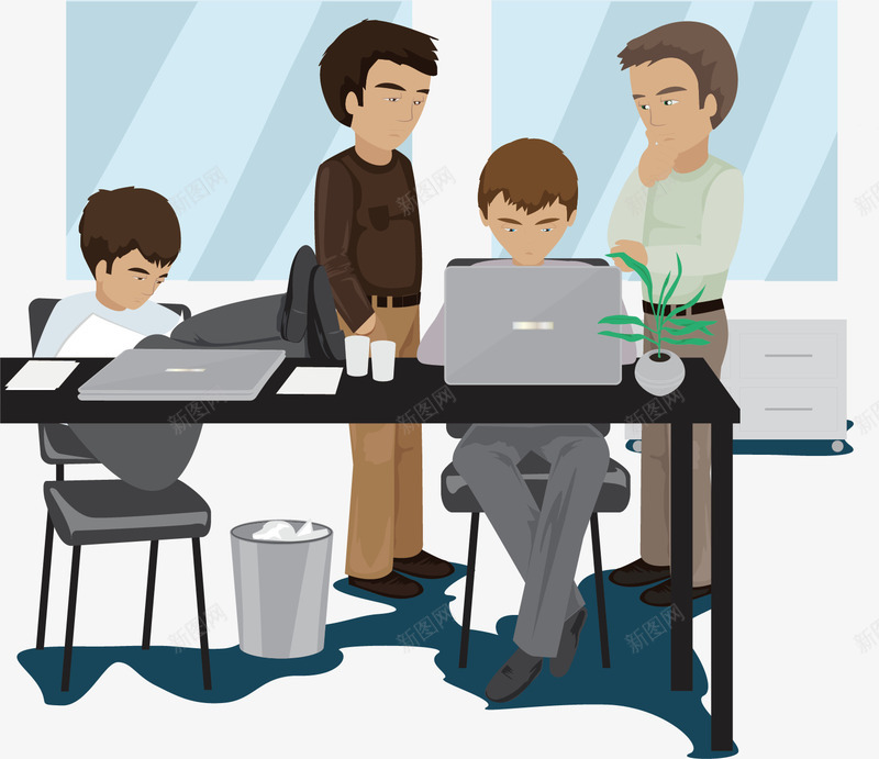 商务办公人士矢量图ai免抠素材_88icon https://88icon.com 上班族 办公室 卡通手绘 桌子 水彩 男士 笔记本 矢量图