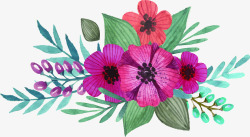 粉色手绘水彩花朵植物节日素材