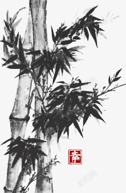 手绘竹国画竹子矢量图高清图片