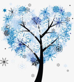 创意冰花雪花背景图片蓝色小树高清图片
