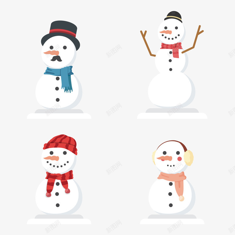 不同表情的雪人png免抠素材_88icon https://88icon.com 冬天 微信 扁平 拟人化 雪人