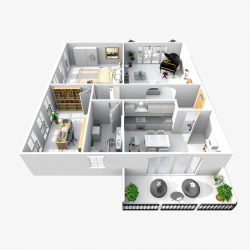 别墅装修3D效果图房子规划模型高清图片