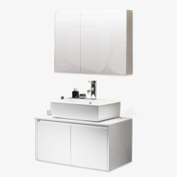 现代美式定制洗脸盆柜镜柜浴室柜组合高清图片