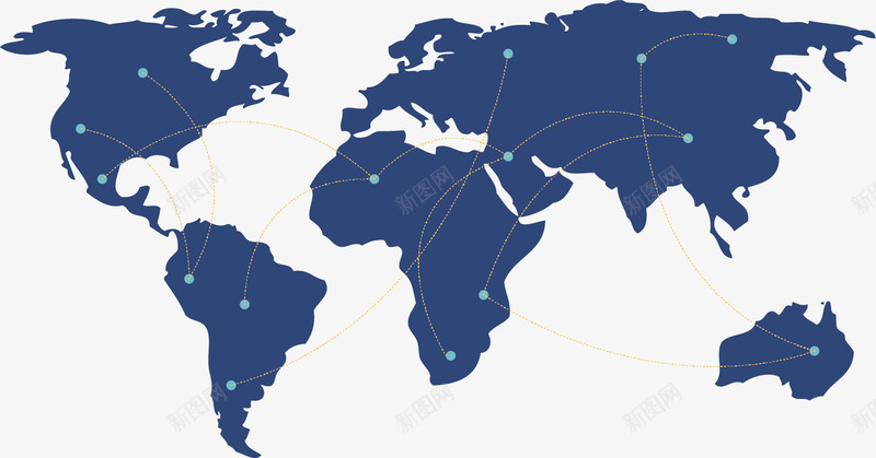 世界各地的飞机场矢量图ai免抠素材_88icon https://88icon.com 世界各地的服务网点 世界地图 公司计划 蓝色 飞机的飞行路线 矢量图