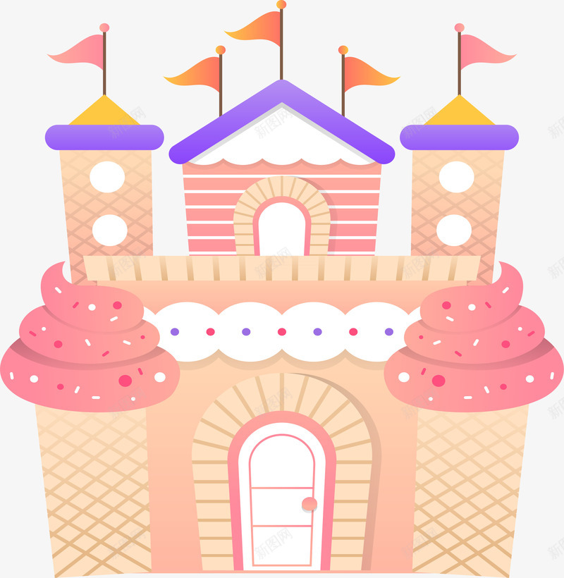 卡通城堡png免抠素材_88icon https://88icon.com PNG图 PNG图下载 创意卡通 卡通 卡通插图 城堡 插图 梦想屋 蛋糕城堡