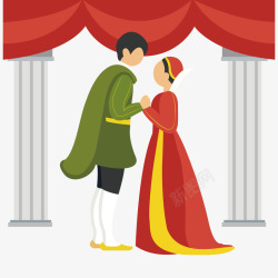 表演舞台王子与公主的爱情矢量图高清图片