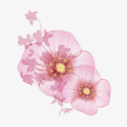 淡雅半透明粉紫花卉图案素材