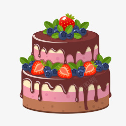 创意水果蛋糕巧克力蛋糕矢量图高清图片