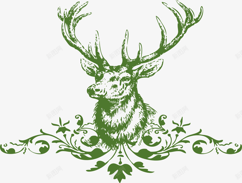 圣诞麋鹿花纹装饰png免抠素材_88icon https://88icon.com 圣诞 花纹 装饰 麋鹿