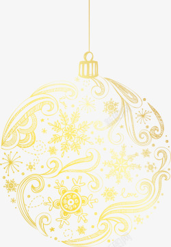 圣诞节黄色花纹圆球素材