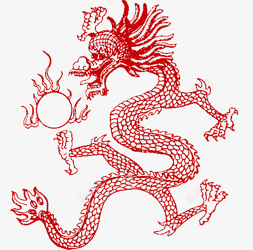 红色中国龙剪纸png免抠素材_88icon https://88icon.com 中国龙 中国龙剪纸 传统 剪纸 年货节 新年 新春 春节 窗花 红色 红色中国龙剪纸