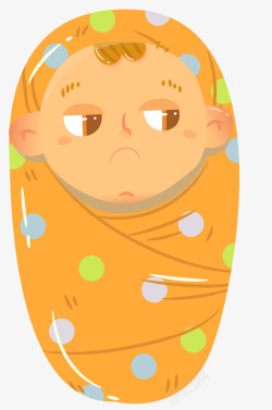 黄色包袱不高兴表情可爱卡通婴儿矢量图素材