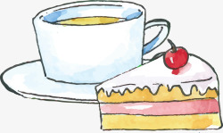 水彩奶茶水彩手绘奶茶蛋糕矢量图高清图片