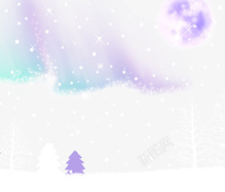 紫色雪花夜晚雪景高清图片