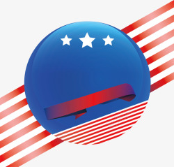 蓝色圆形美国庆典徽章素材