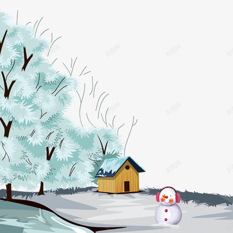 冬天来了png免抠素材_88icon https://88icon.com 冬天 屋子 松树 雪人 雪地 雪天 雪屋 雪松