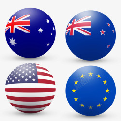 新西兰标志性美国澳大利亚新西兰申根国旗球形高清图片