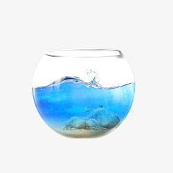透明圆形鱼缸蓝色素材