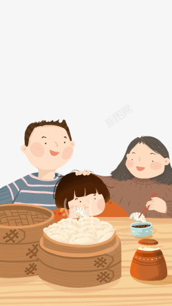 一家人吃饺子的场景素材