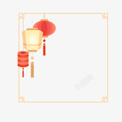中国风节日灯笼边框元素素材