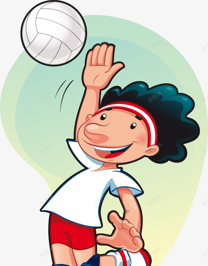 体育运动排球运动png免抠素材_88icon https://88icon.com 体育运动 卡通男孩 开心 排球运动 白色排球 跳起来